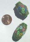 2 30x19mm Light Olive with Light Olive Cord Clay Ladaki Ovals with Flowers